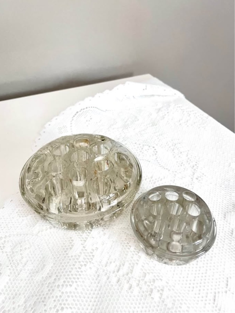 Glass Flower Frogs Set of 2 for Floral Arrangements